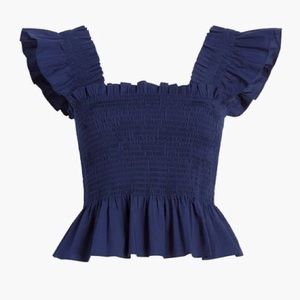 Hill House Paz Top - Navy Poplin